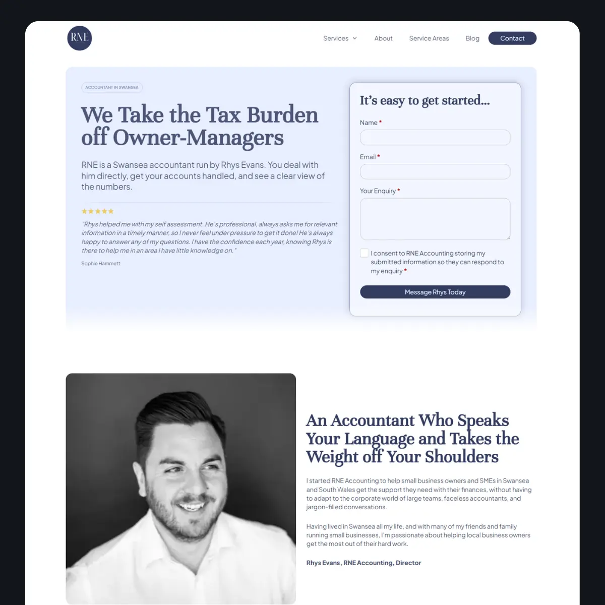 rne accounting website screenshot